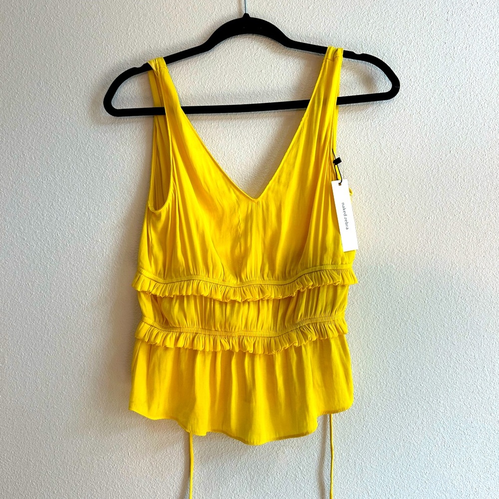 Naked Zebra Yellow Ruffle Tank Top